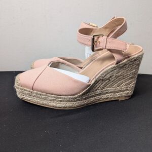 Time And True Pink Espadrilles Wedges Square Toe Closed Sz 6 Nwt
